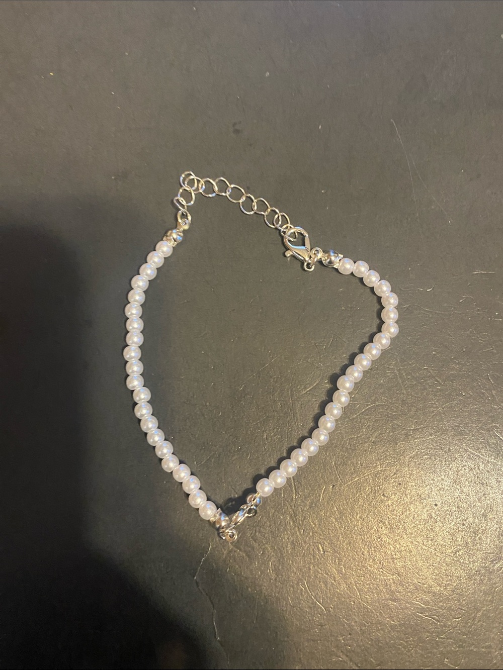 Fashion Jewelry White Pearl Bracelet with Silver Chain